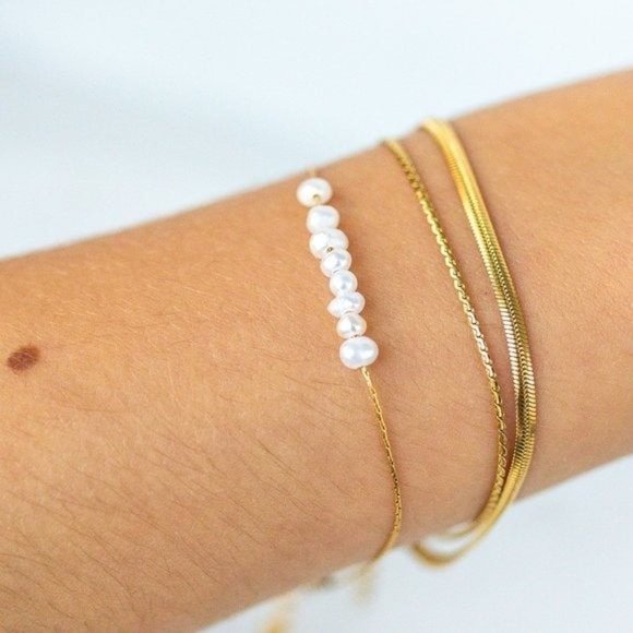 Bracelet Double Layer Herringbone Bracelet & Snake Chain Bracelet Waterproof - Picture 6 of 12